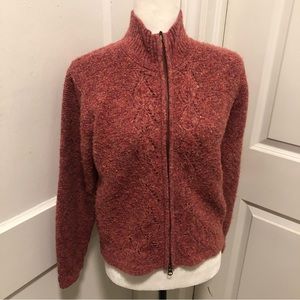 Columbia ladies full zip wool mix sweater cardigan size small